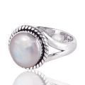 Pearl Cab Gemstone Simple Design Handmade Sterling Silver Ring for All